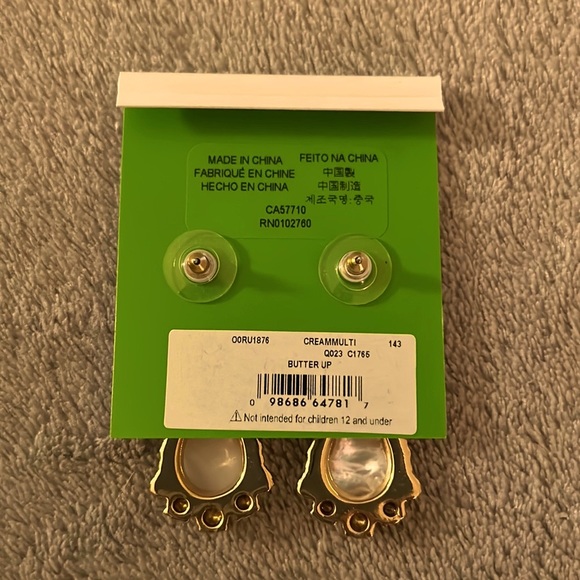 NWT. Kate Spade Butter Up Mother of Pearl and Crystal Drop Earrings - Picture 2 of 2